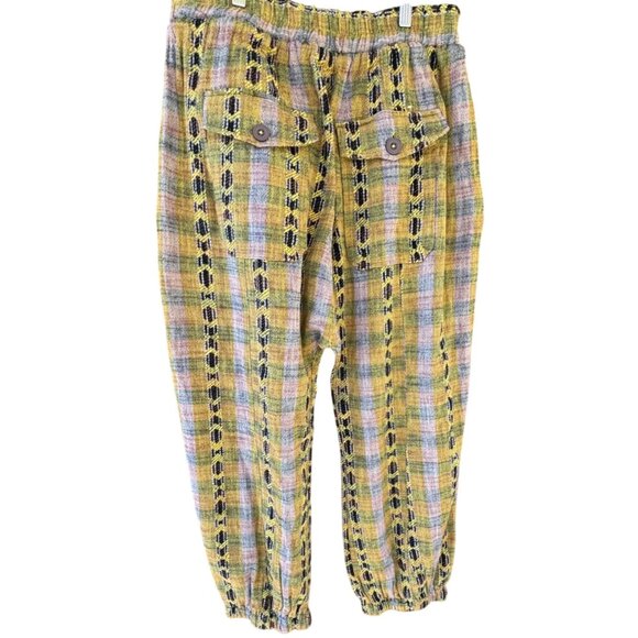 Free People Womens Small Desert Heat Harem Pants Knit Yellow Combo Southwestern - Picture 4 of 15
